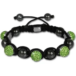Shamballa Armband original Sterlinx mit 5 hellgrün Glitzerkugeln SHS51L