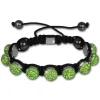 Shamballa Armband original Sterlinx mit 9 grünen Glitzerkugeln SHS90L