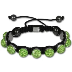 Shamballa Armband original Sterlinx mit 9 grünen Glitzerkugeln SHS90L