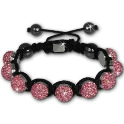 Shamballa Armband original Sterlinx mit 9 rosa Glitzerkugeln SHS90A