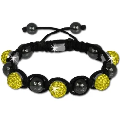 Shamballa Armband original Sterlinx mit 5 gelben Glitzerkugeln SHS51Y