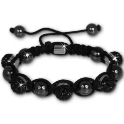 Shamballa Armband original Sterlinx mit 5 schwarze Glitzerkugeln SHS51S