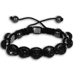 Shamballa Armband original Sterlinx mit 9 schwarzen Glitzerkugeln SHS90S