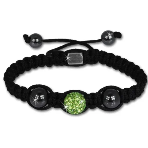 Shamballa Armband original Sterlinx mit 1 hellgrünen Glitzerkugel SHS11L