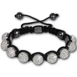 Shamballa Armband original Sterlinx mit 9 weißen Glitzerkugeln SHS90W