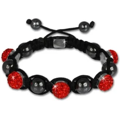 Shamballa Armband original Sterlinx mit 5 rote Glitzerkugeln SHS51R