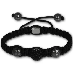 Shamballa Armband original Sterlinx mit 1 schwarzen Glitzerkugel SHS11S