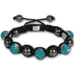 Shamballa Armband original Sterlinx mit 5 türkis Glitzerkugeln SHS51T