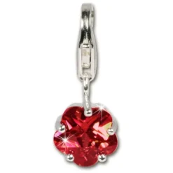 SilberDream 925 Charm Blümchen rot Armband Anhänger FC209R