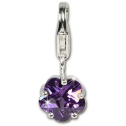 SilberDream 925 Charm Blümchen lila Armband Anhänger FC209P
