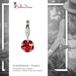 SilberDream 925 Charm Blümchen rot Armband Anhänger FC209R