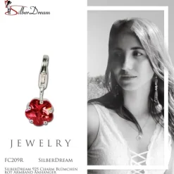 SilberDream 925 Charm Blümchen rot Armband Anhänger FC209R