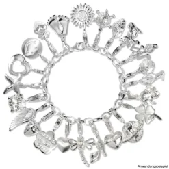 SilberDream 925 Charm Blüte Armband Silber Anhänger FC3128