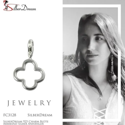 SilberDream 925 Charm Blüte Armband Silber Anhänger FC3128