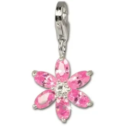 SilberDream 925 Charm Blume rosa Armband Ketten Anhänger FC4114