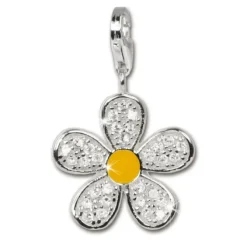 SilberDream 925 Charm Blume weiß Armband Ketten Anhänger FC4119