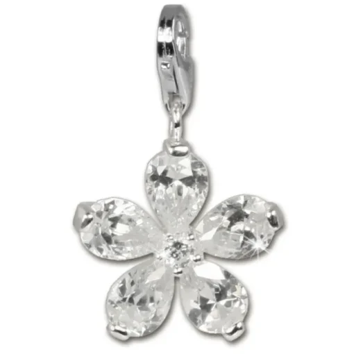 SilberDream 925 Charm Blume weiß Armband Ketten Anhänger FC4117
