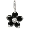 SilberDream 925 Charm Blume schwarz Armband Ketten Anhänger FC4115