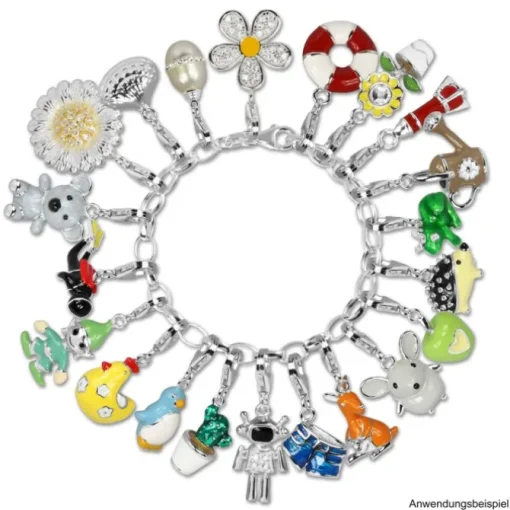SilberDream 925 Charm Blume weiß Armband Ketten Anhänger FC4119