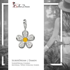 SilberDream 925 Charm Blume weiß Armband Ketten Anhänger FC4119