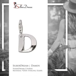 SilberDream 925 Charm Buchstabe D Silber Armband Anhänger FC70D
