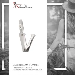 SilberDream 925 Charm Buchstabe V Silber Armband Anhänger FC70V