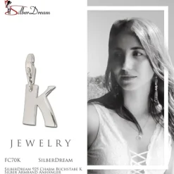 SilberDream 925 Charm Buchstabe K Silber Armband Anhänger FC70K