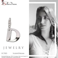 SilberDream 925 Charm Buchstabe D Silber Armband Anhänger FC70D