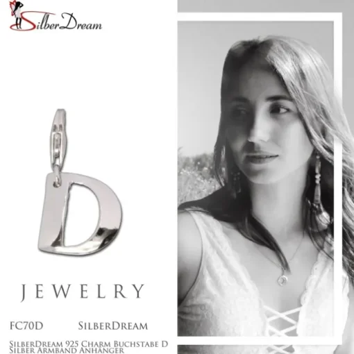 SilberDream 925 Charm Buchstabe D Silber Armband Anhänger FC70D