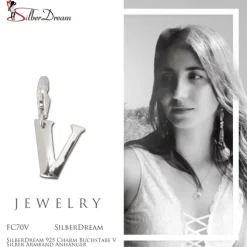SilberDream 925 Charm Buchstabe V Silber Armband Anhänger FC70V
