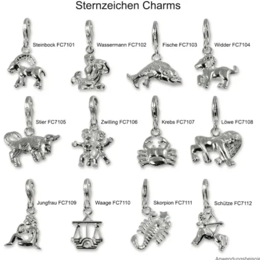 SilberDream 925 Charm Fische Sternzeichen Anhänger FC7103