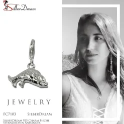 SilberDream 925 Charm Fische Sternzeichen Anhänger FC7103