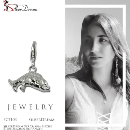SilberDream 925 Charm Fische Sternzeichen Anhänger FC7103