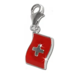 SilberDream 925 Charm Flagge Schweiz Armband Anhänger FC703