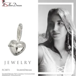 SilberDream 925 Charm Flügelherz Armband Anhänger FC3071