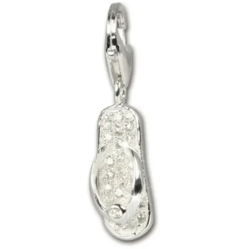 SilberDream 925 Charm FlipFlop weiß Armband Anhänger FC217W