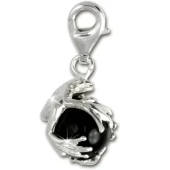SilberDream 925 Charm Frosch Kugel schwarz Armband Anhänger FC244S