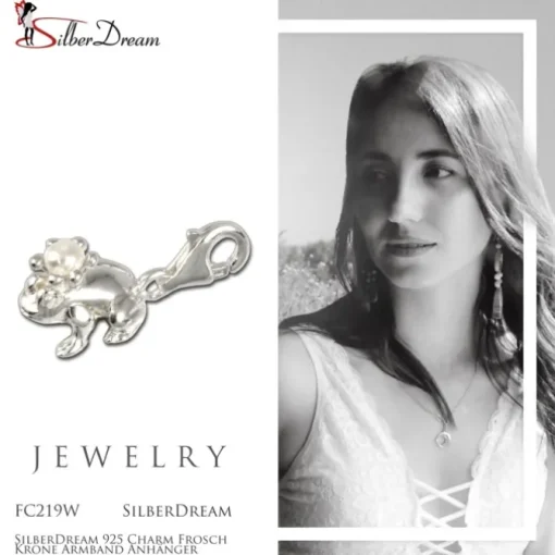 SilberDream 925 Charm Frosch Krone Armband Anhänger FC219W