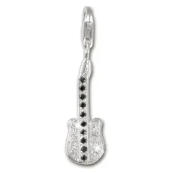 SilberDream 925 Charm Gitarre schwarz Armband Anhänger FC216S