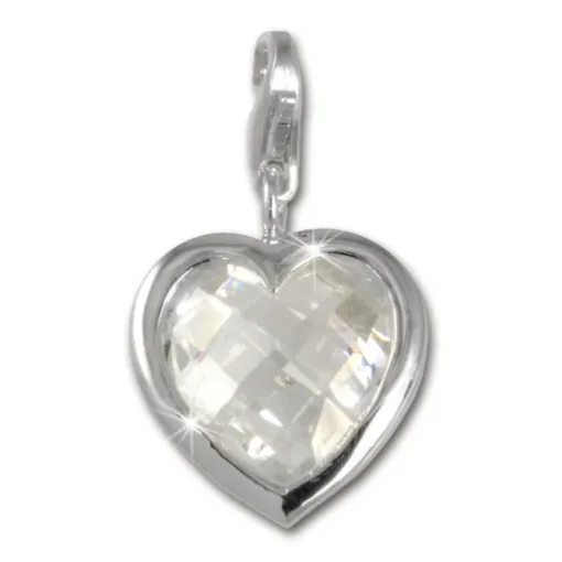 SilberDream 925 Charm Herz weiß Armband Anhänger FC210W