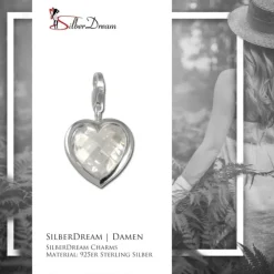 SilberDream 925 Charm Herz weiß Armband Anhänger FC210W