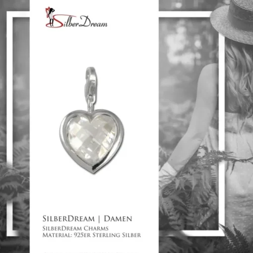 SilberDream 925 Charm Herz weiß Armband Anhänger FC210W