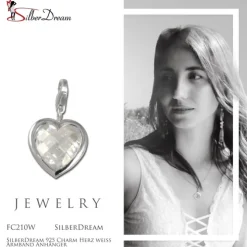 SilberDream 925 Charm Herz weiß Armband Anhänger FC210W