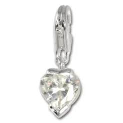 SilberDream 925 Charm Herzchen weiß Armband Anhänger FC208W