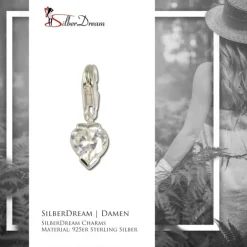 SilberDream 925 Charm Herzchen weiß Armband Anhänger FC208W