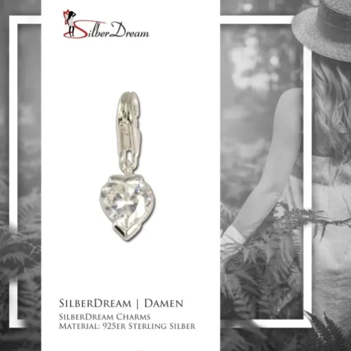 SilberDream 925 Charm Herzchen weiß Armband Anhänger FC208W