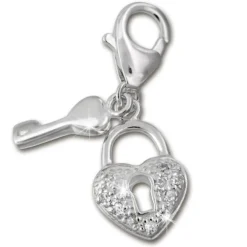 SilberDream 925 Charm Herzschloss Armband Anhänger FC234W