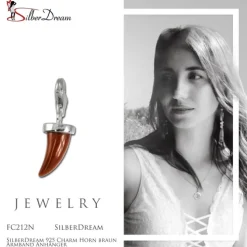SilberDream 925 Charm Horn braun Armband Anhänger FC212N