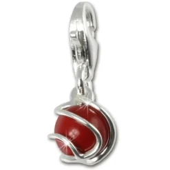SilberDream 925 Charm Koralle Kugel rot Armband Anhänger FC250R