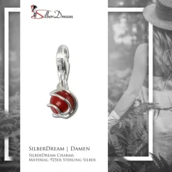 SilberDream 925 Charm Koralle Kugel rot Armband Anhänger FC250R